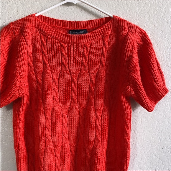 Cute Vintage Preppy Red Short Sleeve Sweater - Picture 2 of 4